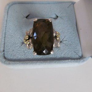 ANN KING 925 STERLING/18K CINNAMON QUARTZ RING SZ7